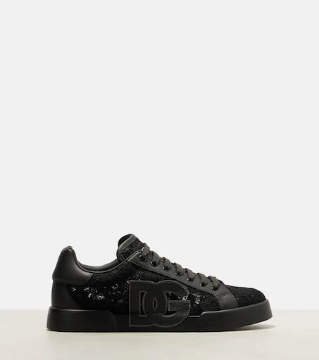 Dolce 
Gabbana Portofino lace-trimmed leather sneakers 4