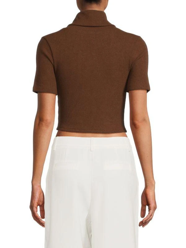 AREA Anne Ribbed Turtleneck Crop Top 2