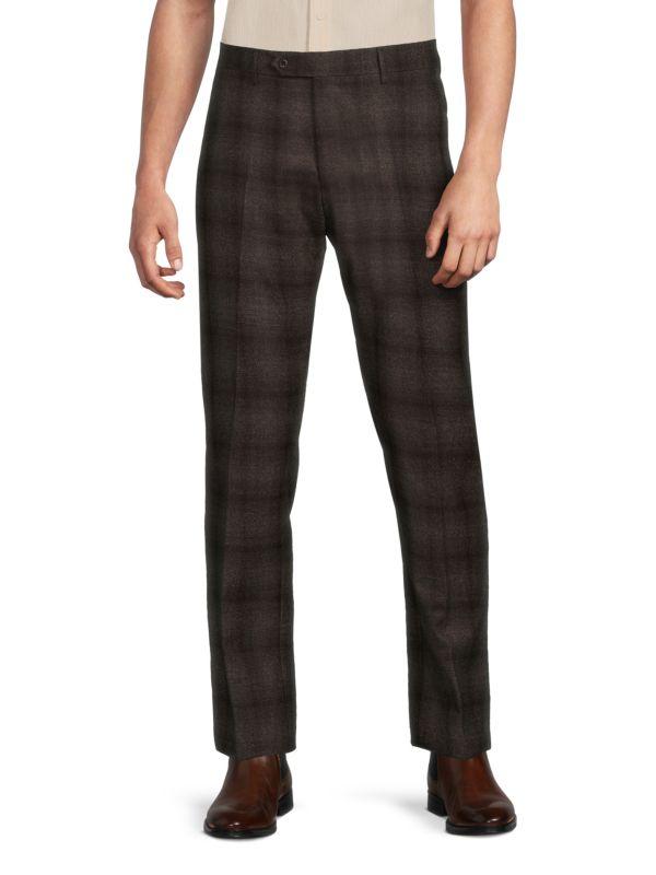 Zanella Noah Plaid Wool-Blend Modern-Fit Pants