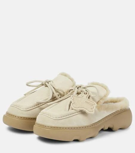 Burberry EKD shearling-lined suede mules 5