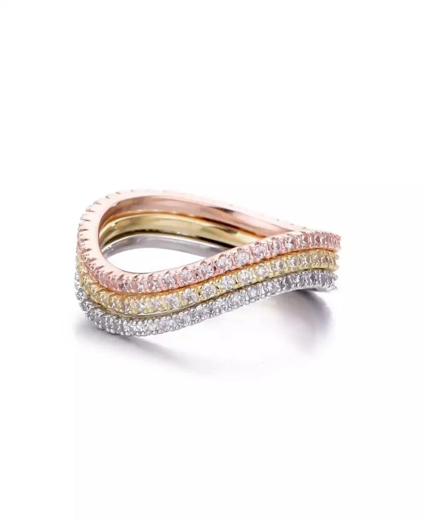 ADORNIA CZ Tri-Color Curved Eternity Band Nesting Ring Set