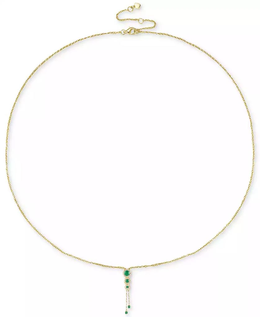 Macy's Sapphire (3/4 ct. t.w.) & Diamond (1/6 ct. t.w.) Triple Halo Lariat Necklace in Gold-Plated Silver, 16" + 2" extender (Also in Ruby & Emerald) 3