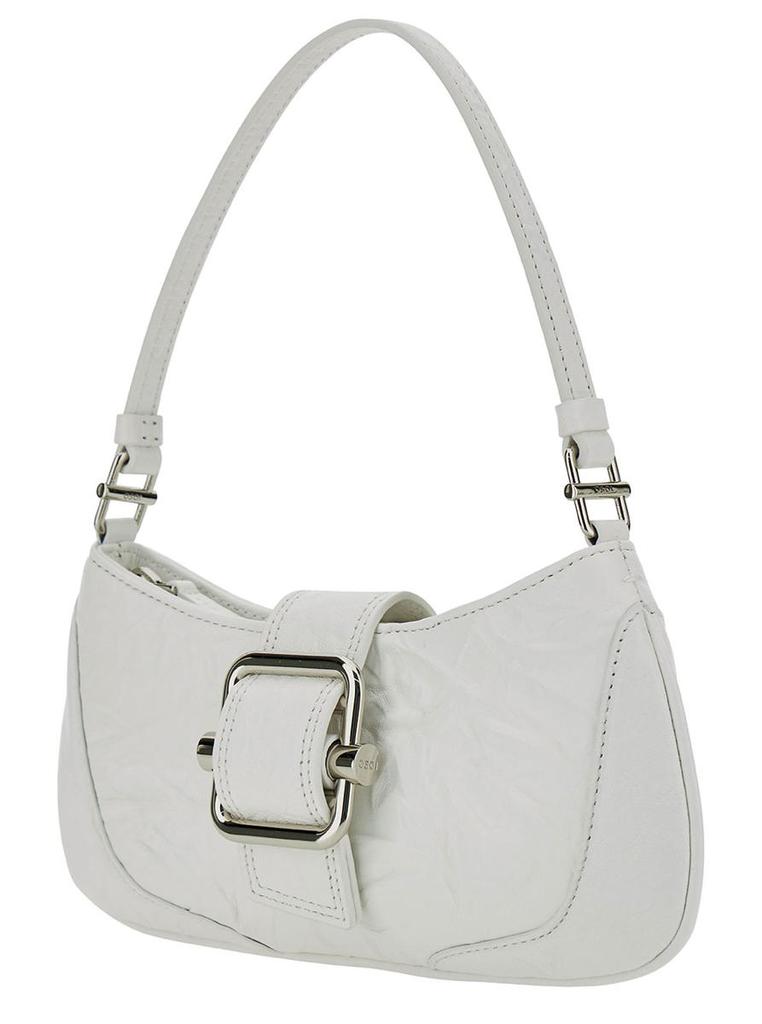 Osoi 'Small Brocle' White Shoulder Bag In Hammered Leather Woman