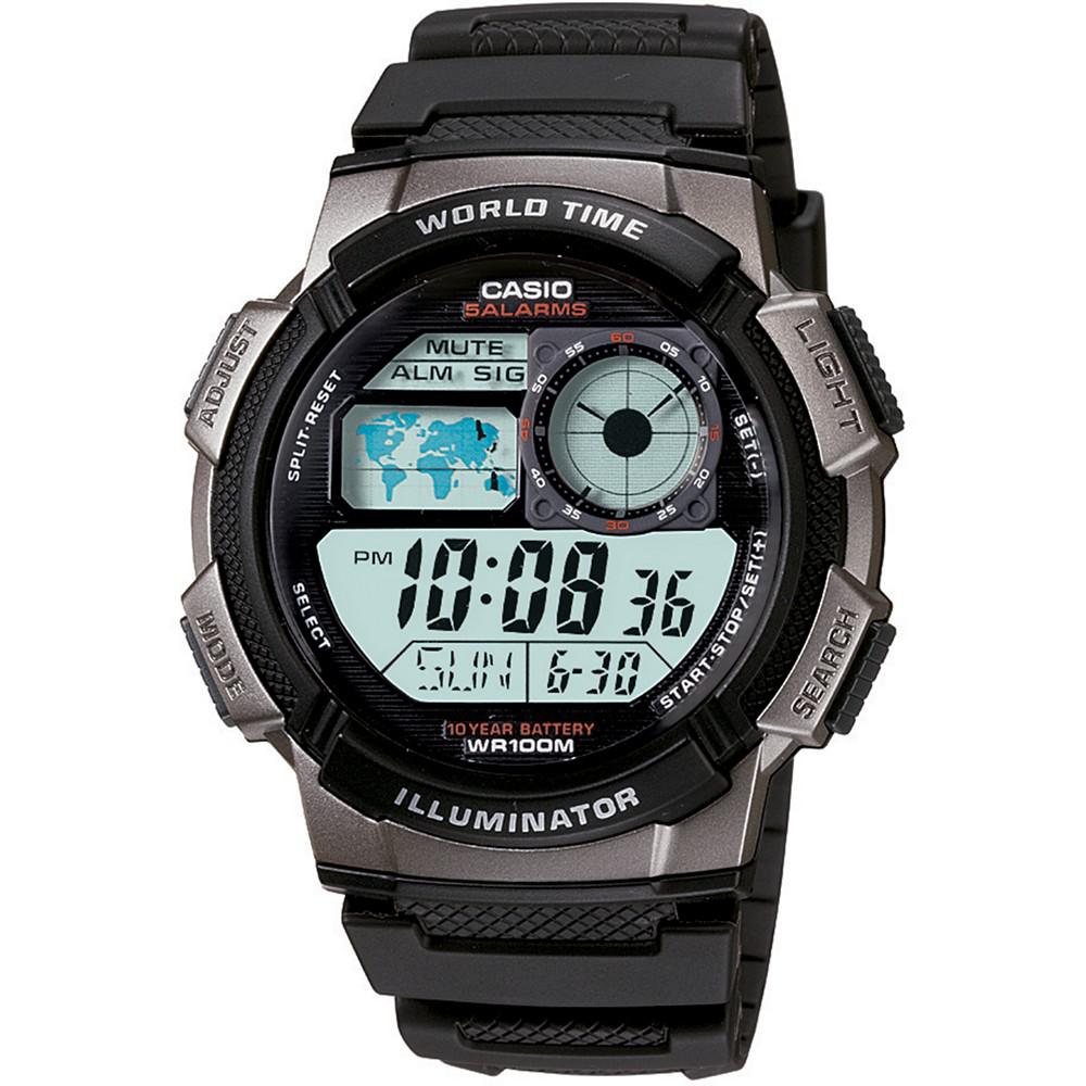 Casio Men's Digital Black Resin Strap Watch 43.7mm