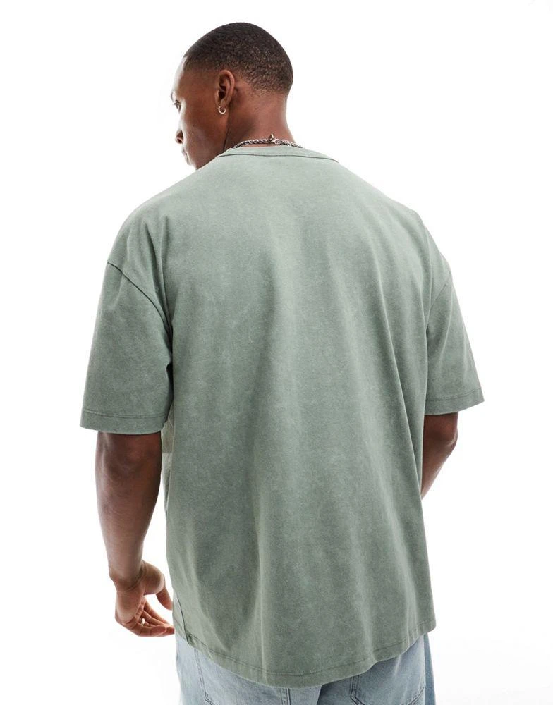ASOS ASOS DESIGN oversized t-shirt in washed khaki with celestial chest print 4