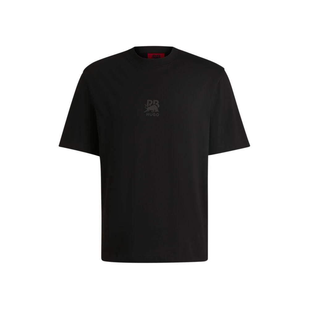 Hugo Boss x RB cotton-jersey T-shirt with carbon stealth logo 1