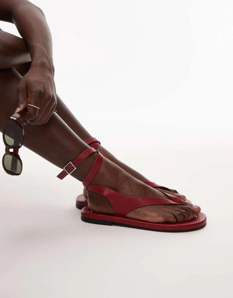 Topshop Topshop Jeremiah toe thong sandal in red 1
