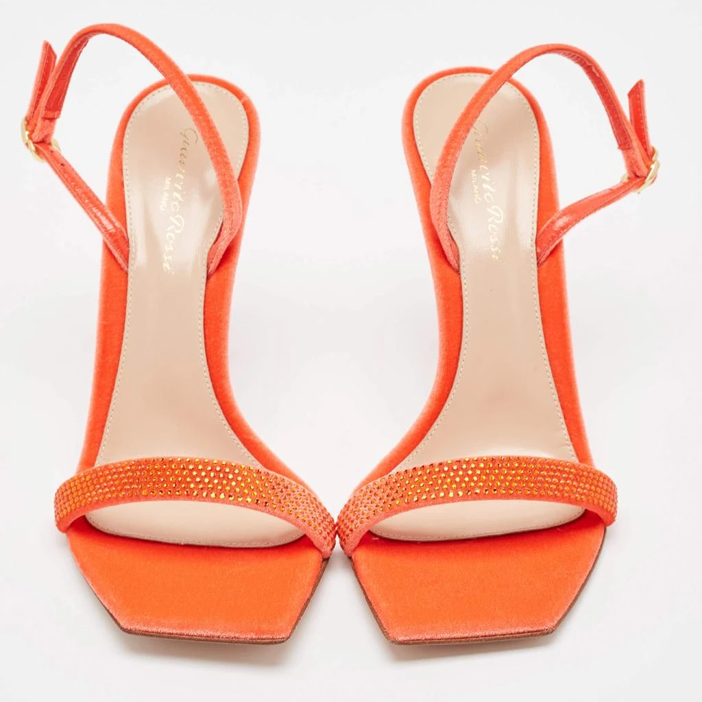 Gianvito Rossi Gianvito Rossi Poppy Red Velvet Embellished Britney Sandals Size 38.5 3