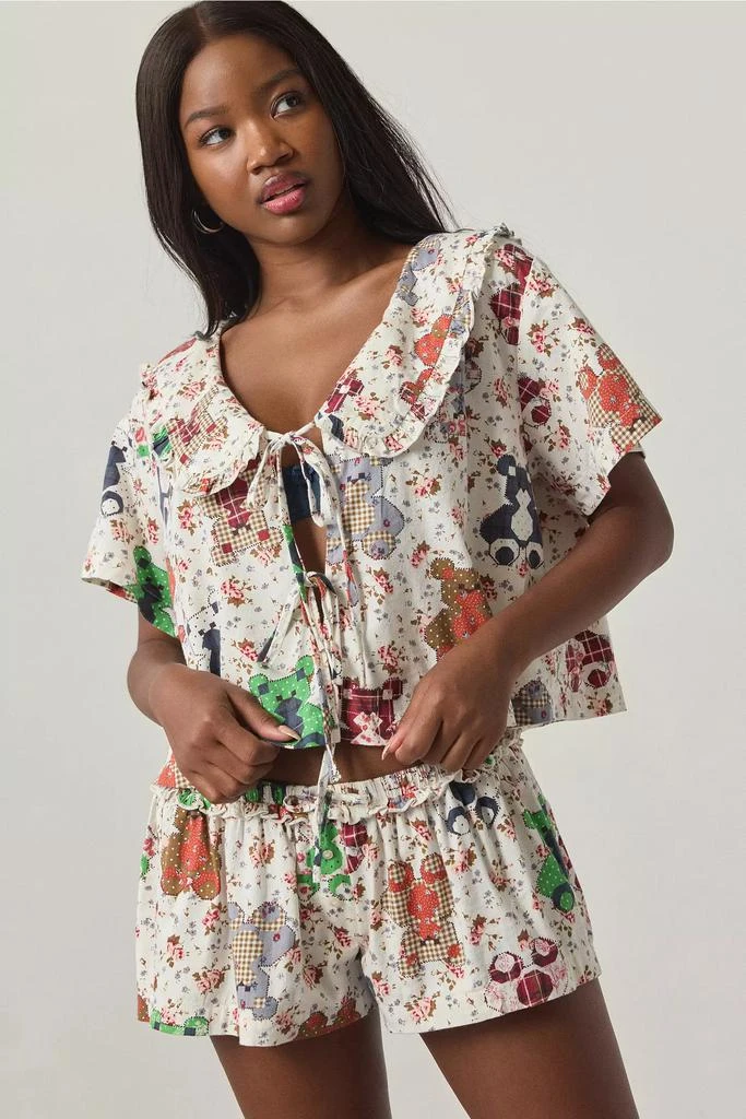 Out From Under Out From Under Sweet Dreams Tie-Front Top + Micro Short PJ Set 2