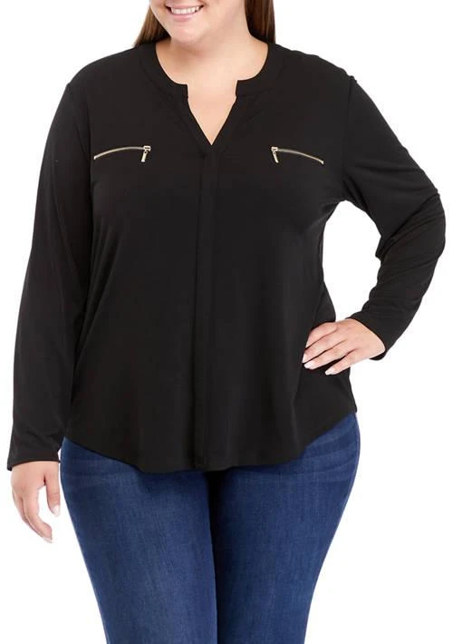 Premise Plus Size Zip Pocket Top 1