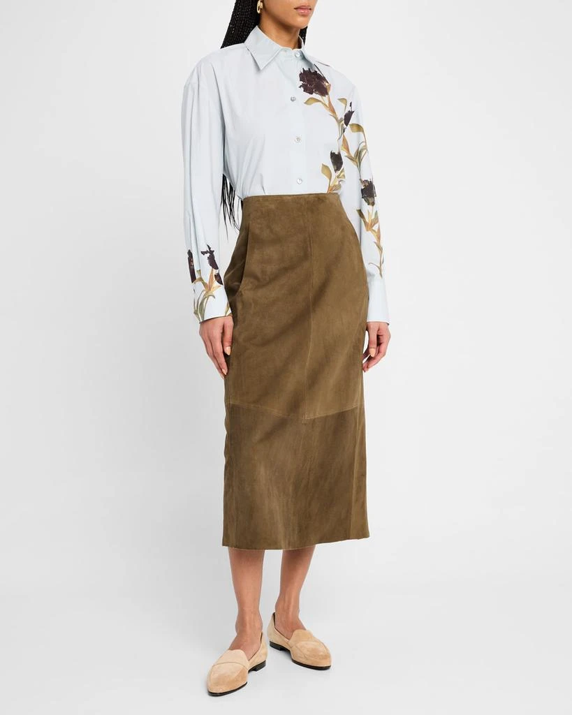 Vince Mid-Rise Suede Midi Skirt 2