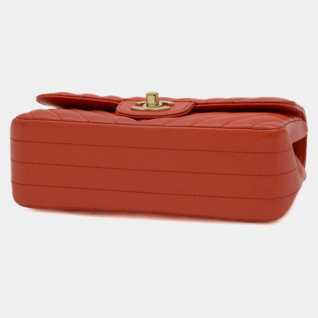 Chanel Chanel Red Lambskin Leather Chevron Chain Shoulder Bag 7