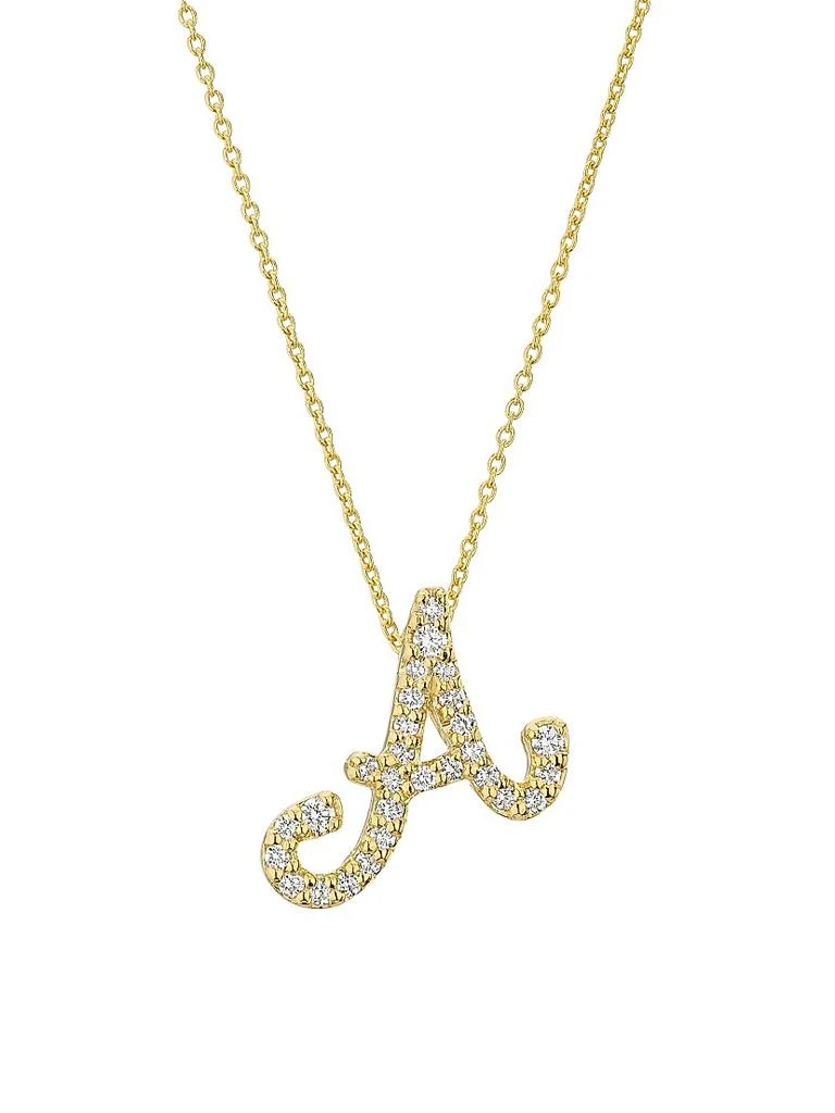 Roberto Coin Tiny Treasures Script Initial 18K Yellow Gold, Ruby 
0.24-0.34 TCW Diamond Pendant Necklace