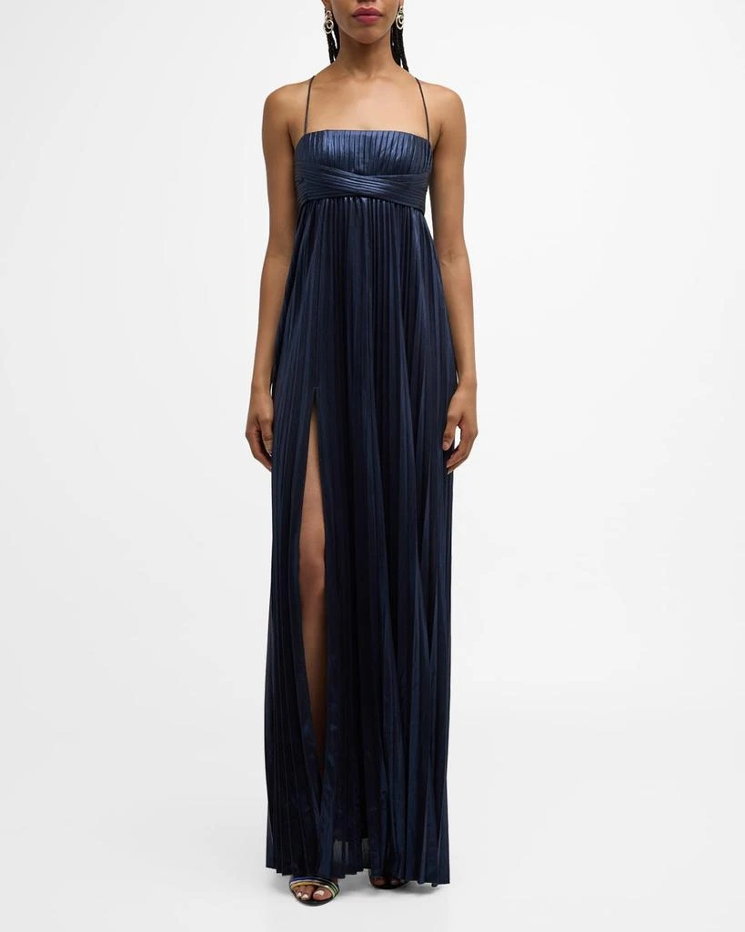 retrofête Zinnia Pleated Metallic Empire Gown 3