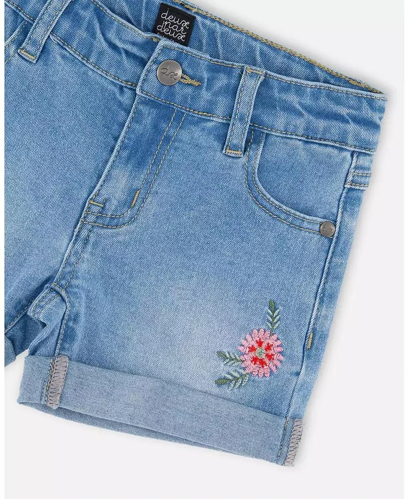 Deux par Deux Big Girls Light Blue Denim Shorts with Embroidery 4
