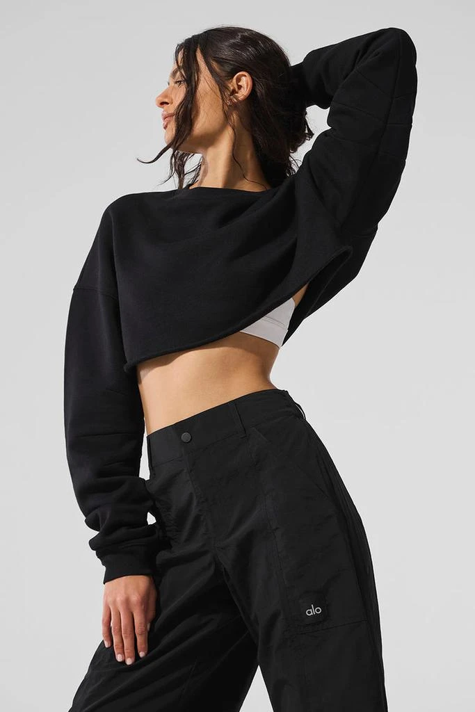 Alo Washed Extreme Cropped Pullover - Cool Grey Wash 3