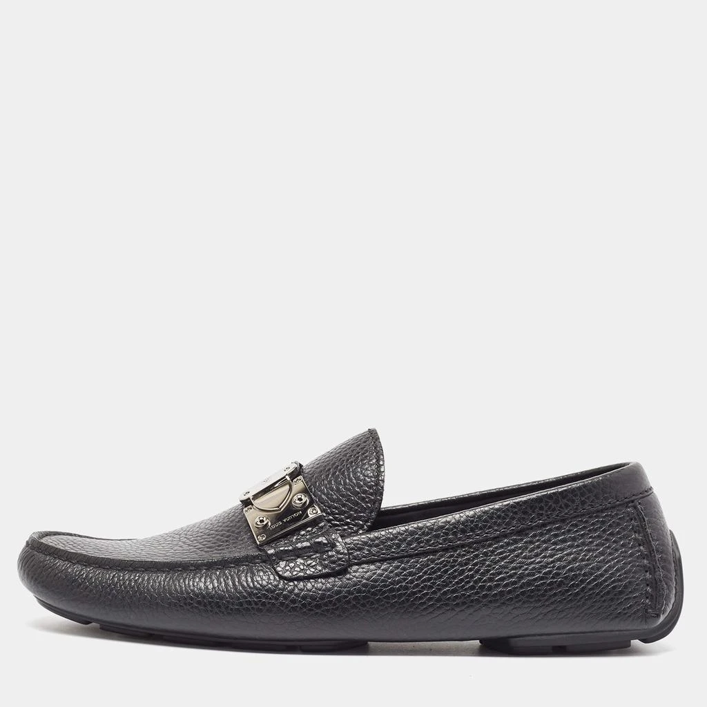 Shop Louis Vuitton Black Leather Racetrack Slip On Loafers  display picture 3