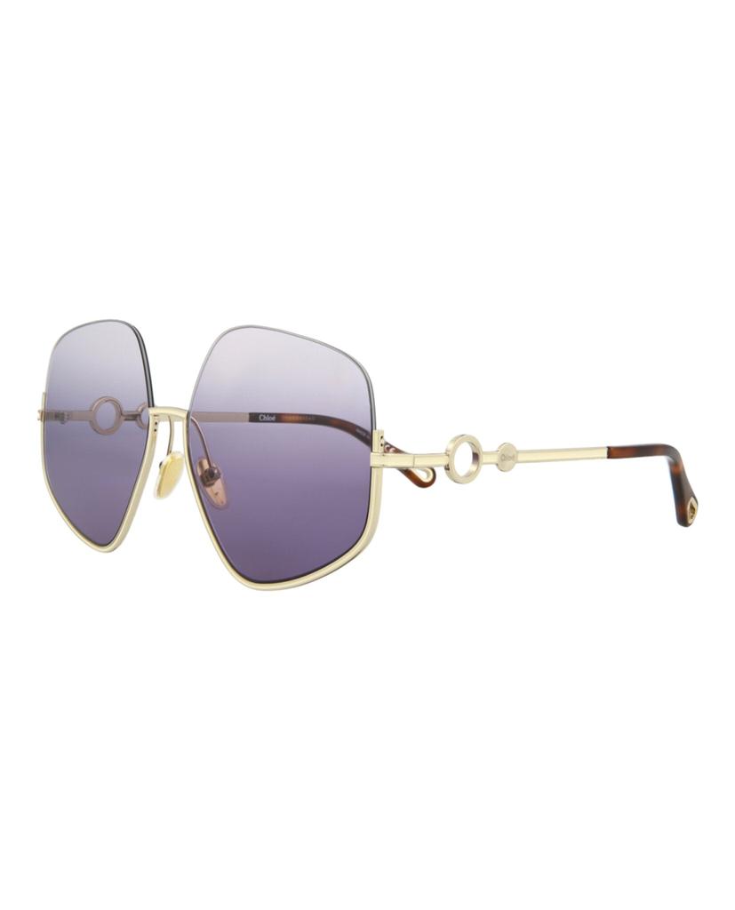 Chloé Square-Frame Metal Sunglasses