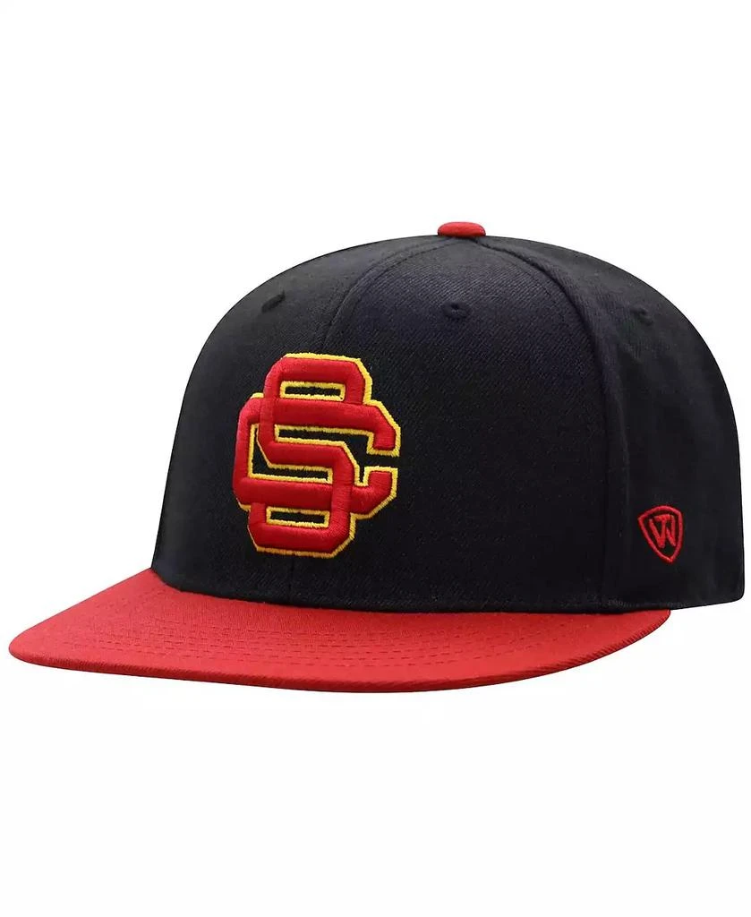 Top of the World Men's Black and Cardinal USC Trojans Team Color Two-Tone Fitted Hat 1
