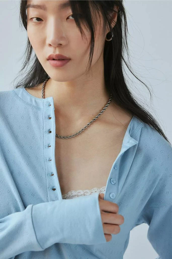 Out From Under Out From Under Luise Pointelle Knit Long Sleeve Henley Top 4