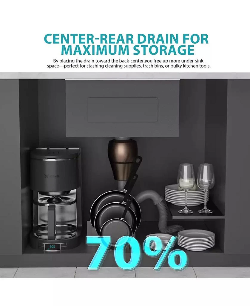 Flynama huluwat 24x18x12 Inch Undermount Gunmetal Black Laundry Utility Sink 16 Gauge T304 Stainless Steel Deep Single Bowl 8