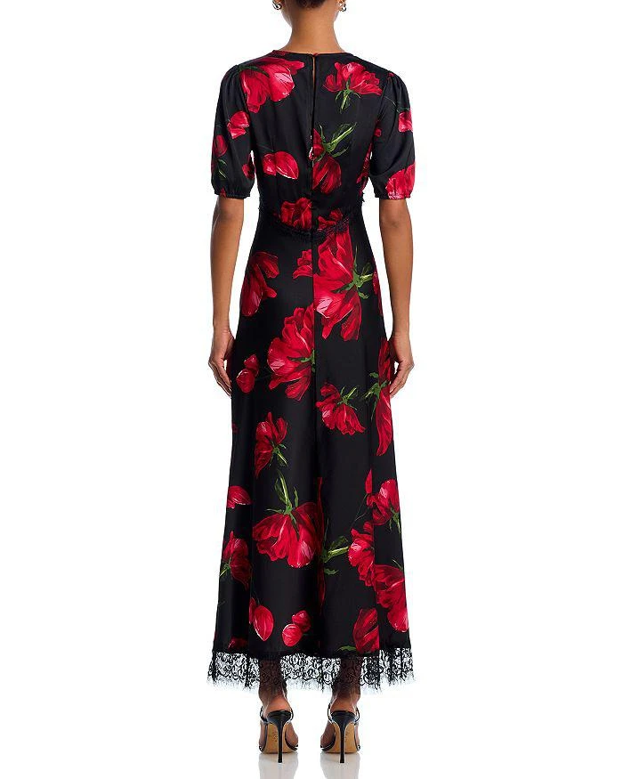 AQUA Rose Print Lace Trim Maxi Dress - Exclusive 4