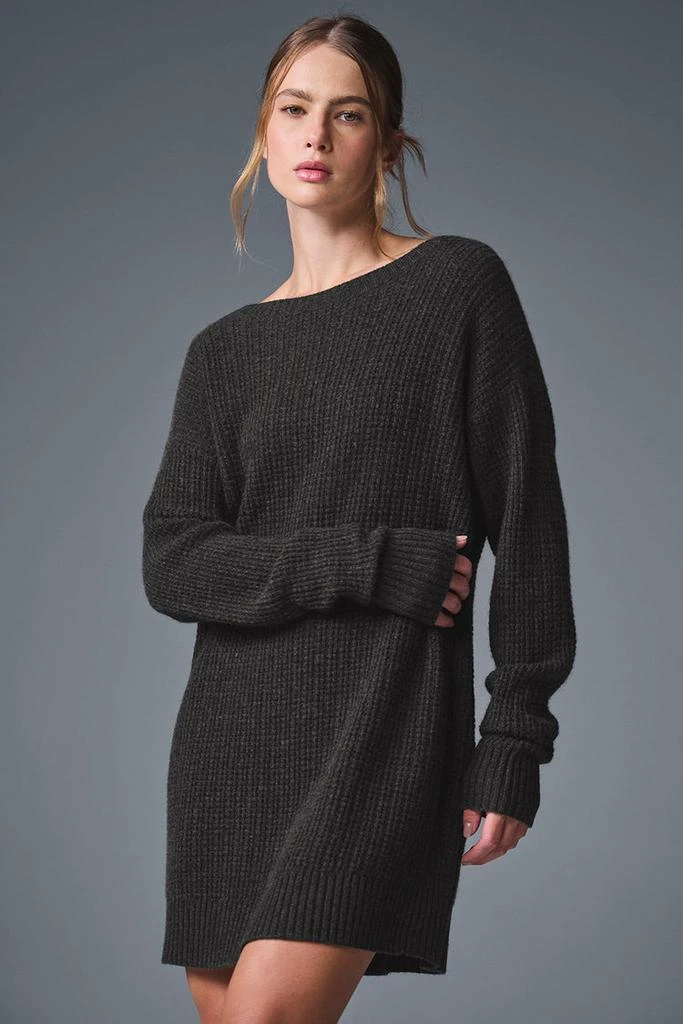 Alo Cashmere Plush Waffle Dress - Dark Heather Grey 1