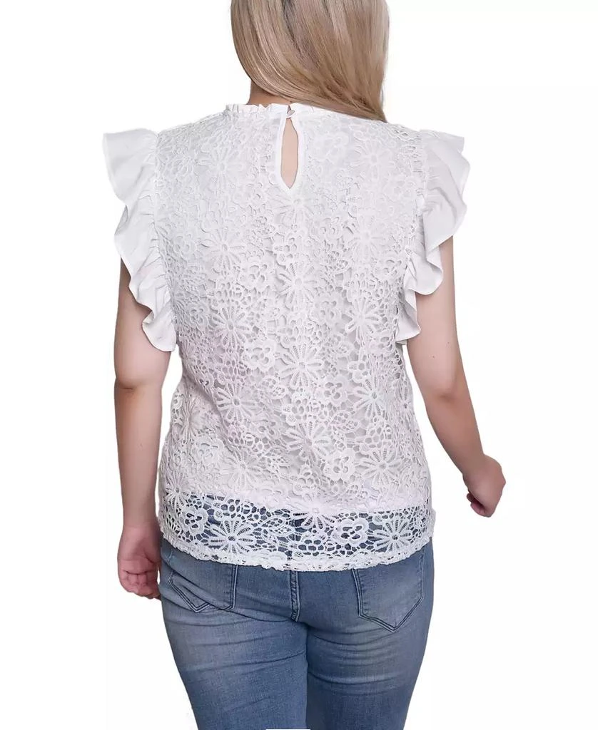 NY Collection Women's Flutter Sleeve Lace Top 2