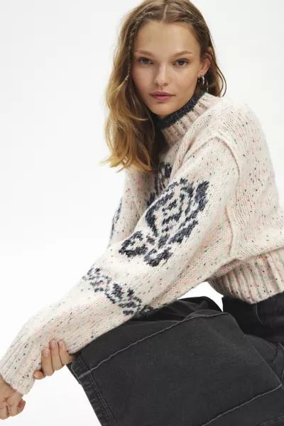 BDG BDG Noelle Patterned Knit Mockneck Pullover Sweater