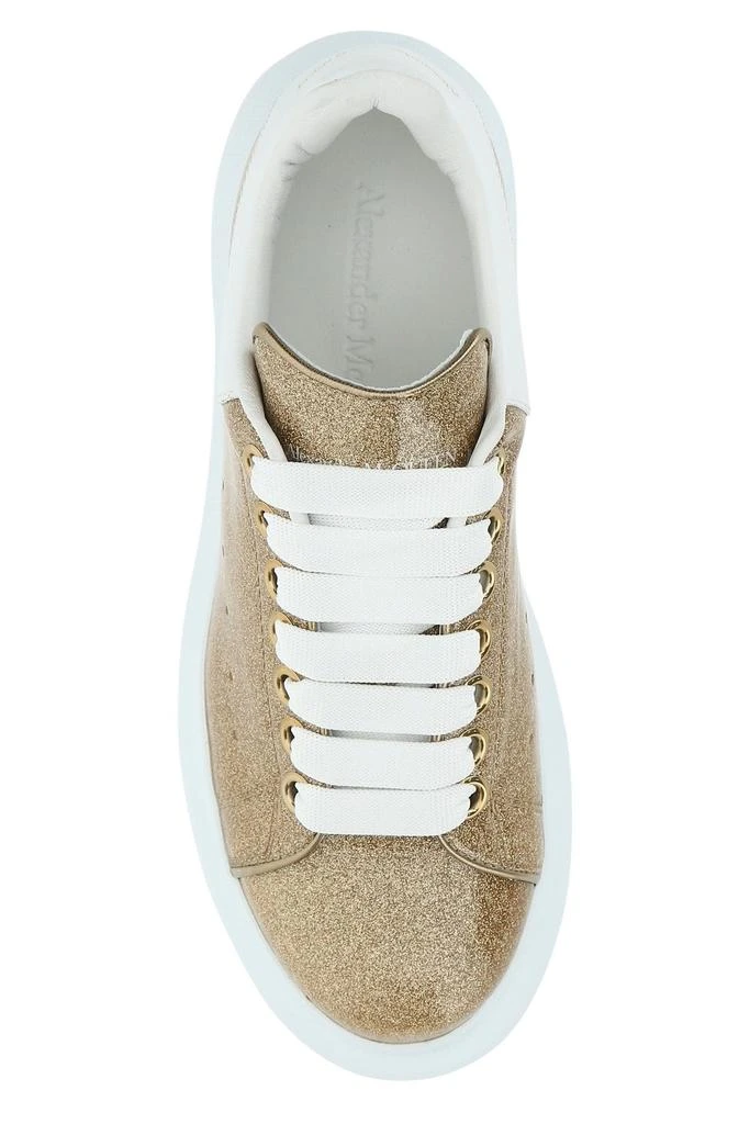 Alexander Mcqueen Gold glitter sneakers with white leather heel 3