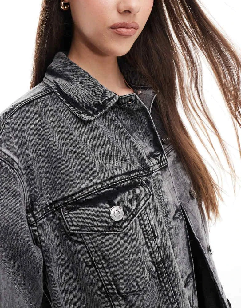 Brave Soul Brave Soul Oversized denim jacket in grey 4