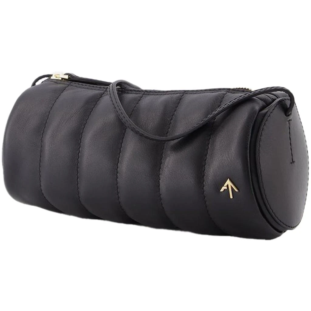 Manu Atelier Padded Cylinder Bag in Black Leather 2
