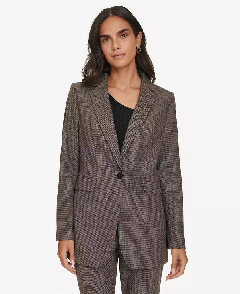 Calvin Klein Women's Houndstooth One-Button Blazer 1