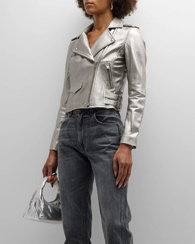 Iro Asheville Cropped Metallic Leather Jacket 2