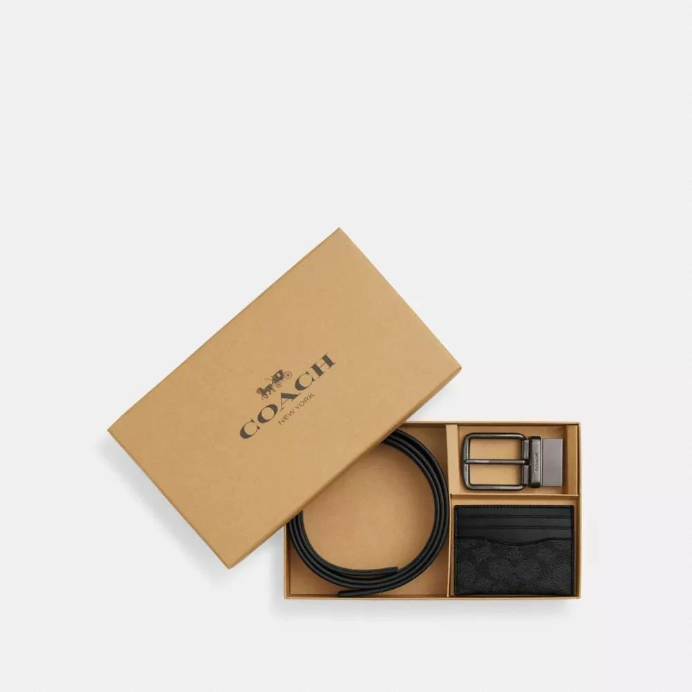 Coach Boxed Card Case And Belt Set In Signature Canvas 3