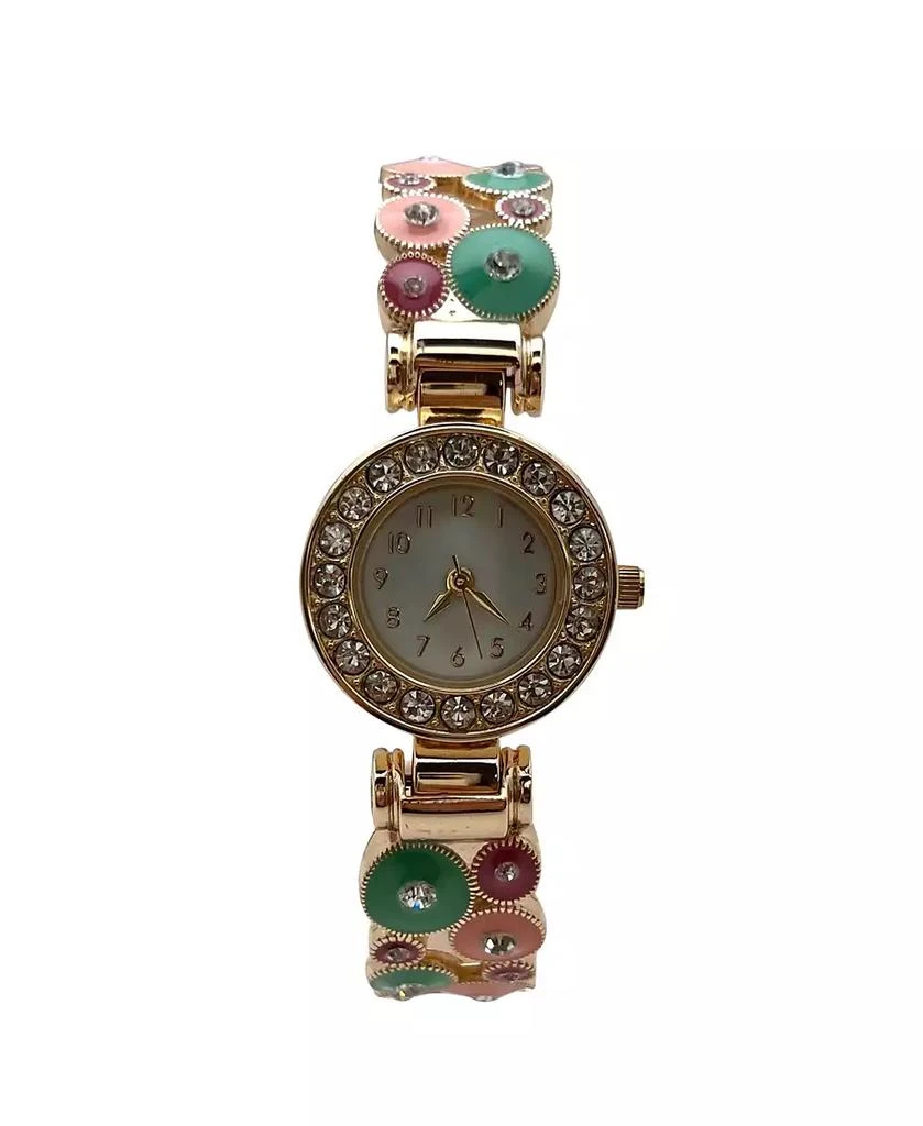 Olivia Pratt Pastels Gold Colorful Round Shapes Band Bangle Women Watch 1