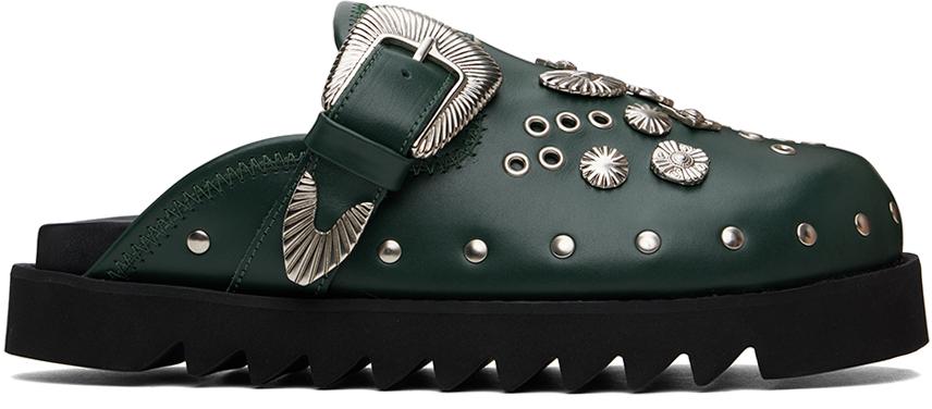 TOGA VIRILIS 国内買付 EYELET L SABOT Toga Virilis SSENSE Exclusive Green Eyelet Metal Sabot
