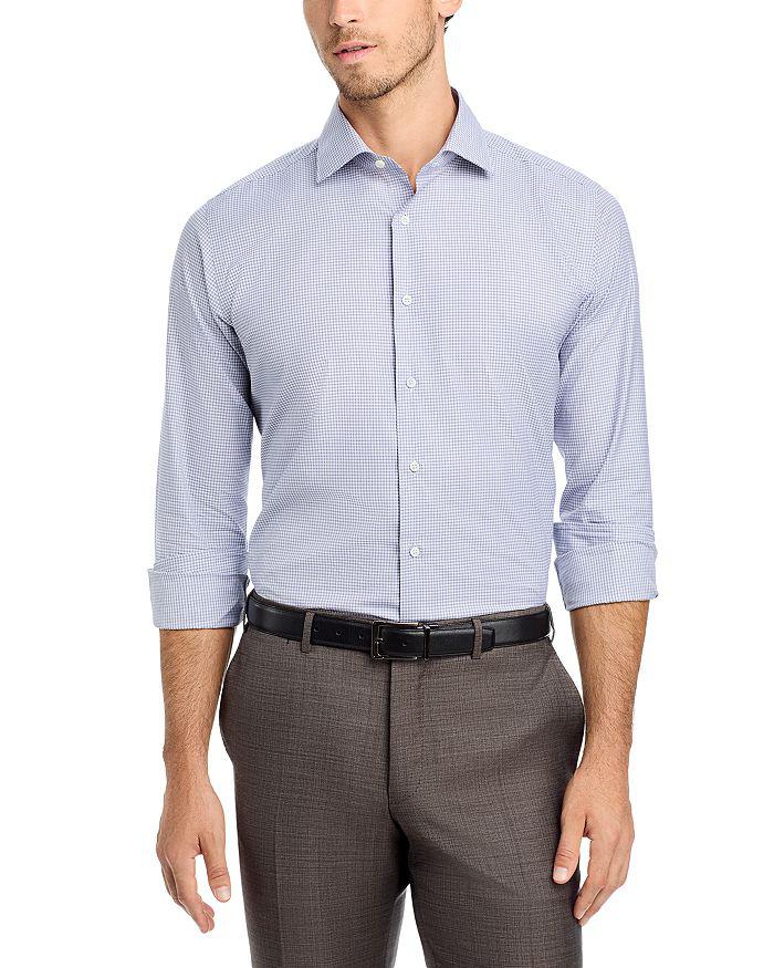 Canali Impeccabile Cotton Micro Check Regular Fit Dress Shirt