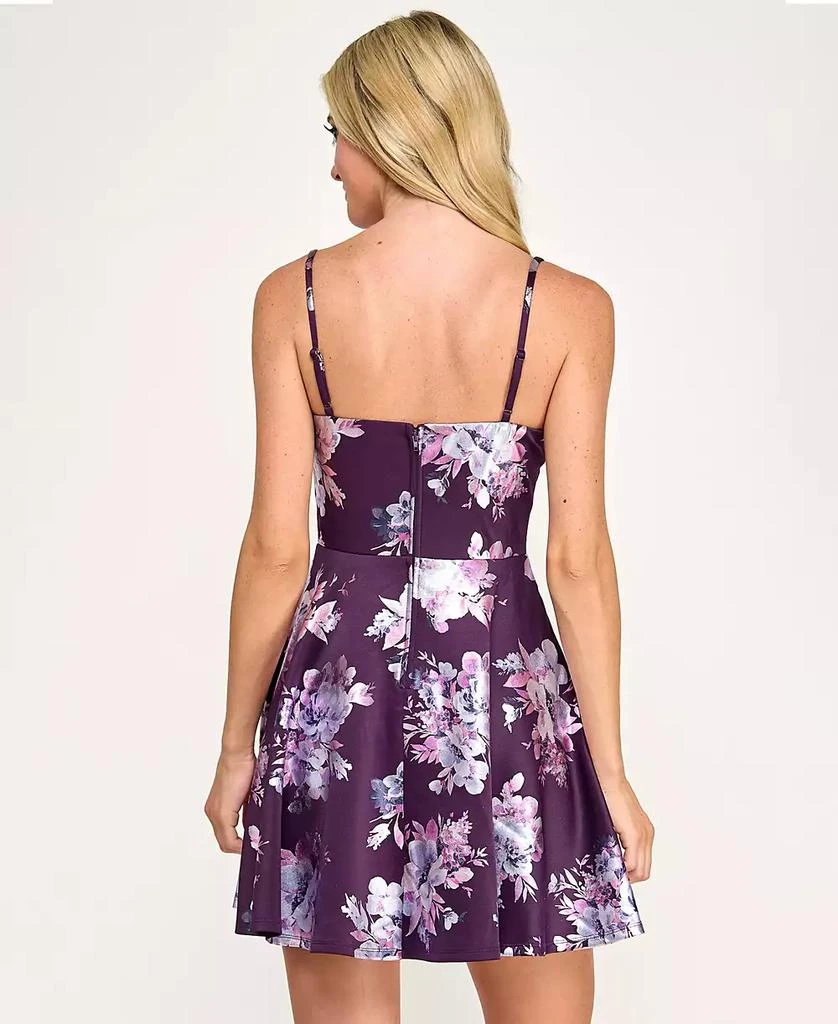 City Studios Juniors' Printed Corset Skater Fit & Flare Dress - Eggplant/lavender - Size 15/16 City Studios Juniors' Printed Corset Skater Fit & Flare Dress - Eggplant/lavender - Size 15/16