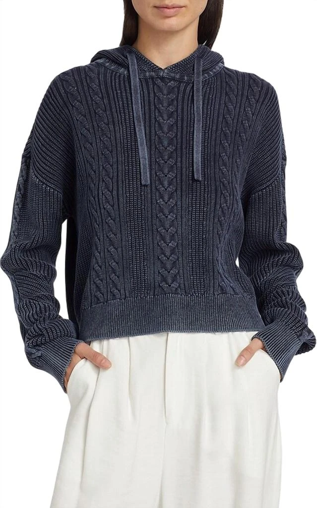 ATM Women's Knit Drawstring Hoodie In Midnight 1