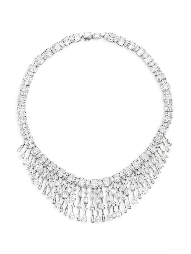 Adriana Orsini Glitz Sterling Silver & Cubic Zirconia Drama Fan Bib Necklace 1