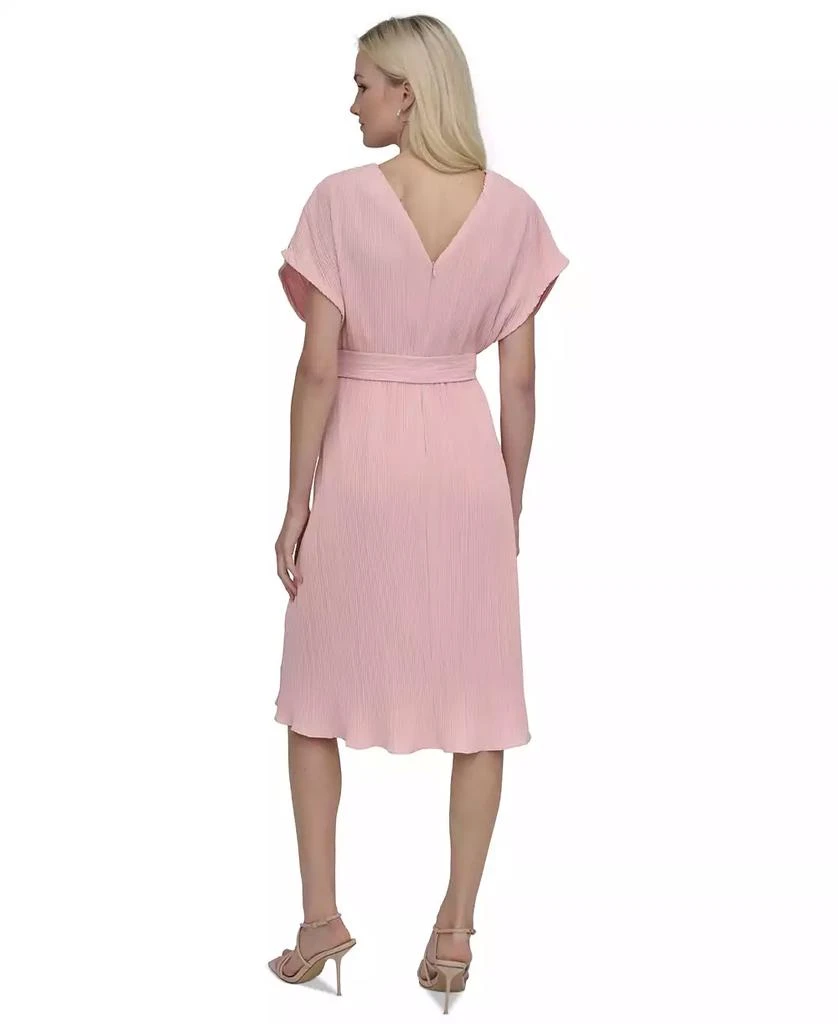 DKNY Women's Pleated Surplice-Neck Faux-Wrap Dress 4