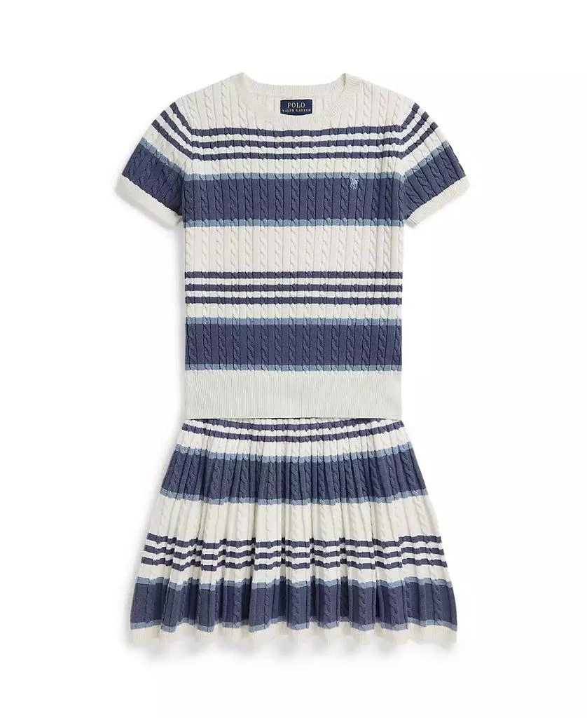 Ralph Lauren Girls
 7-16 Striped Cable Sweater and Skirt, 2-Piece Set