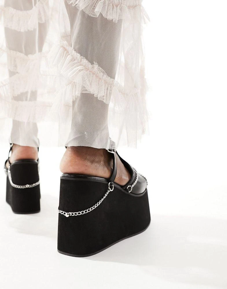Koi Footwear Koi Crushed Hearts mega platform chain sandals in black 4