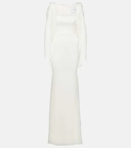 Alex Perry Bridal Portrait cape-detail satin gown 1