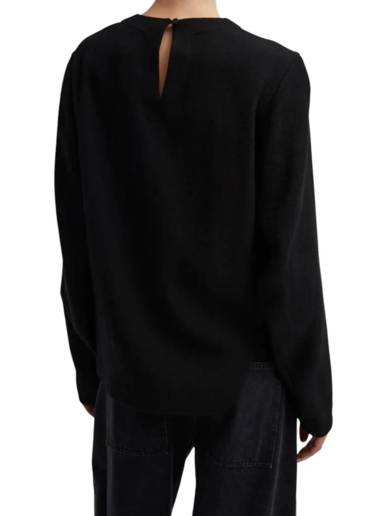 Tibi Melee Crepe Long Sleeve Sweater In Black 2