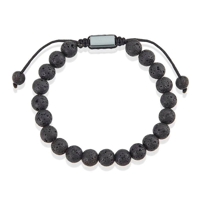 Crucible Jewelry Crucible Los Angeles Lava Natural Stone 8mm Beads on Adjustable Cord Tie Bracelet 3