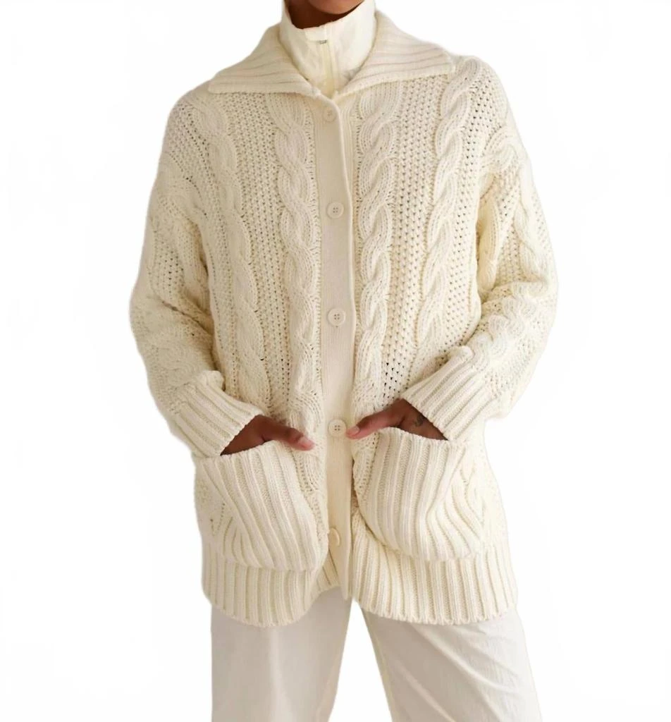 Paper Label Marelle Cable Cardigan In Unsalted Butter Mix