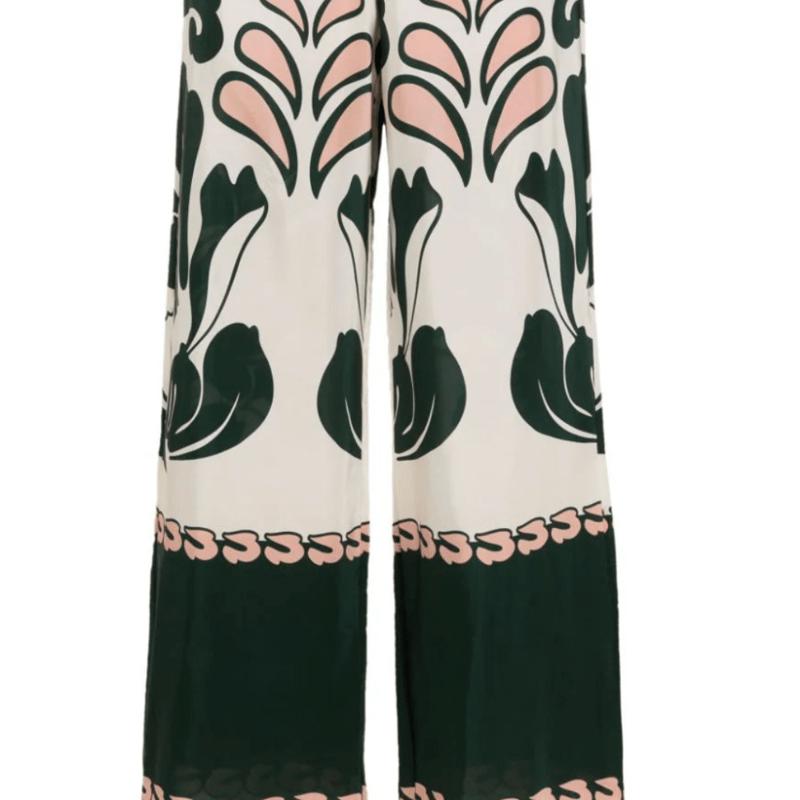 Adriana Degreas Spray Of Flower Wide-Leg Pant