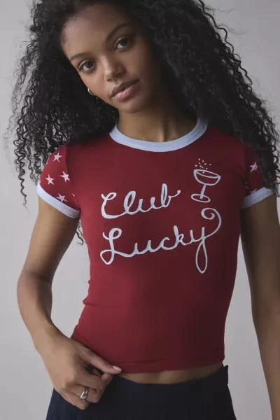 BDG BDG Club Lucky Graphic Ringer Baby Tee 1